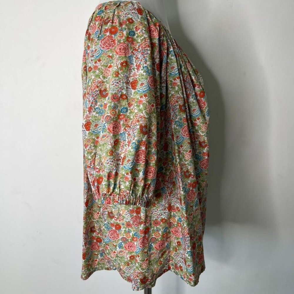 Roller Rabbit Agnese Floral Alianne Top Blouse Medium V-Neck Boho Cotton - Picture 3 of 7